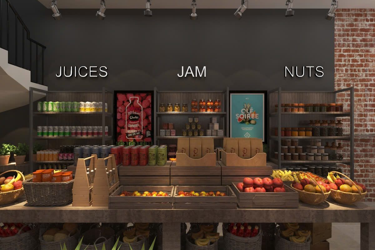 Kệ trưng bày Juices Jam Nuts