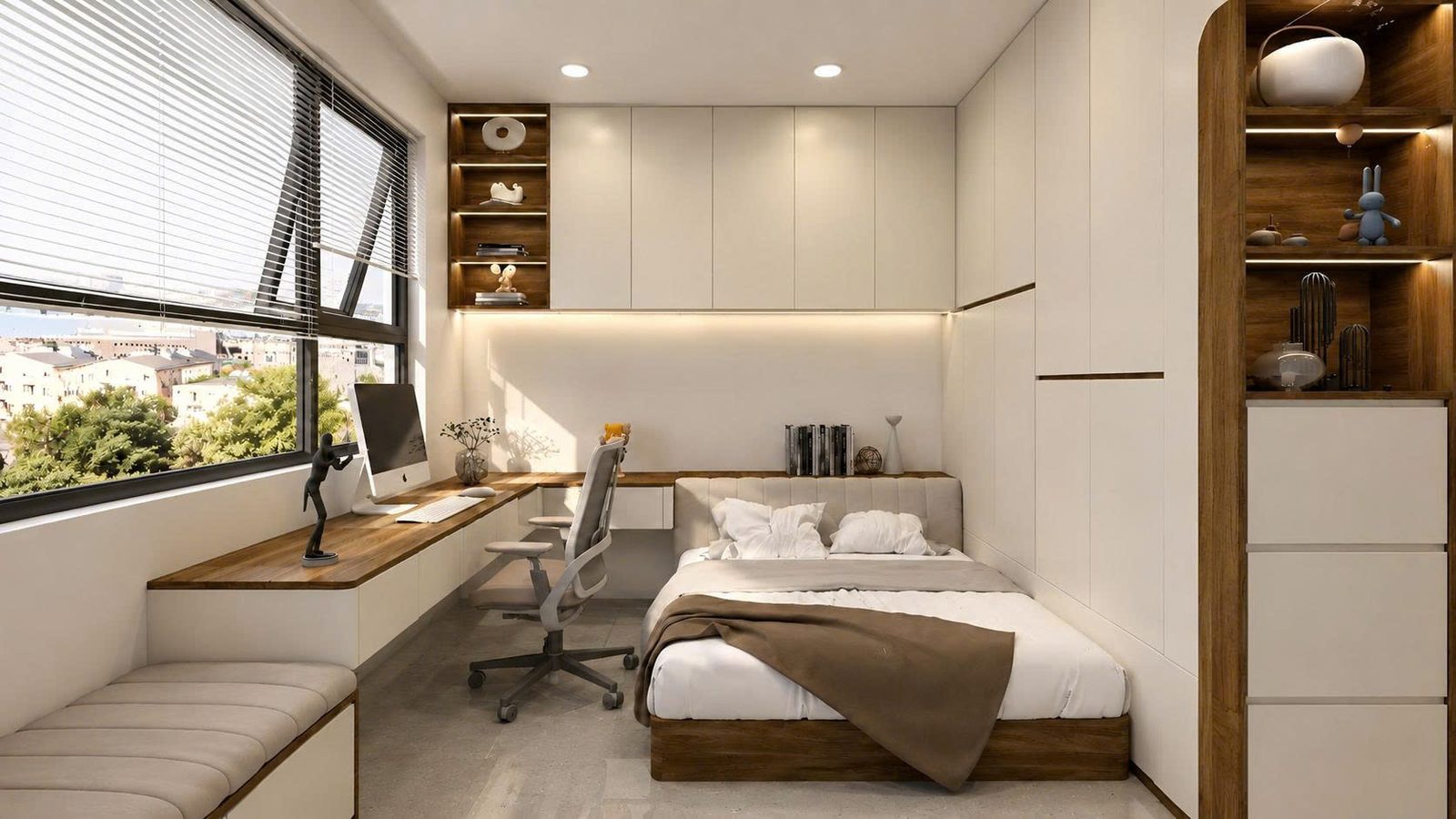 Phòng ngủ kết hợp góc làm việc