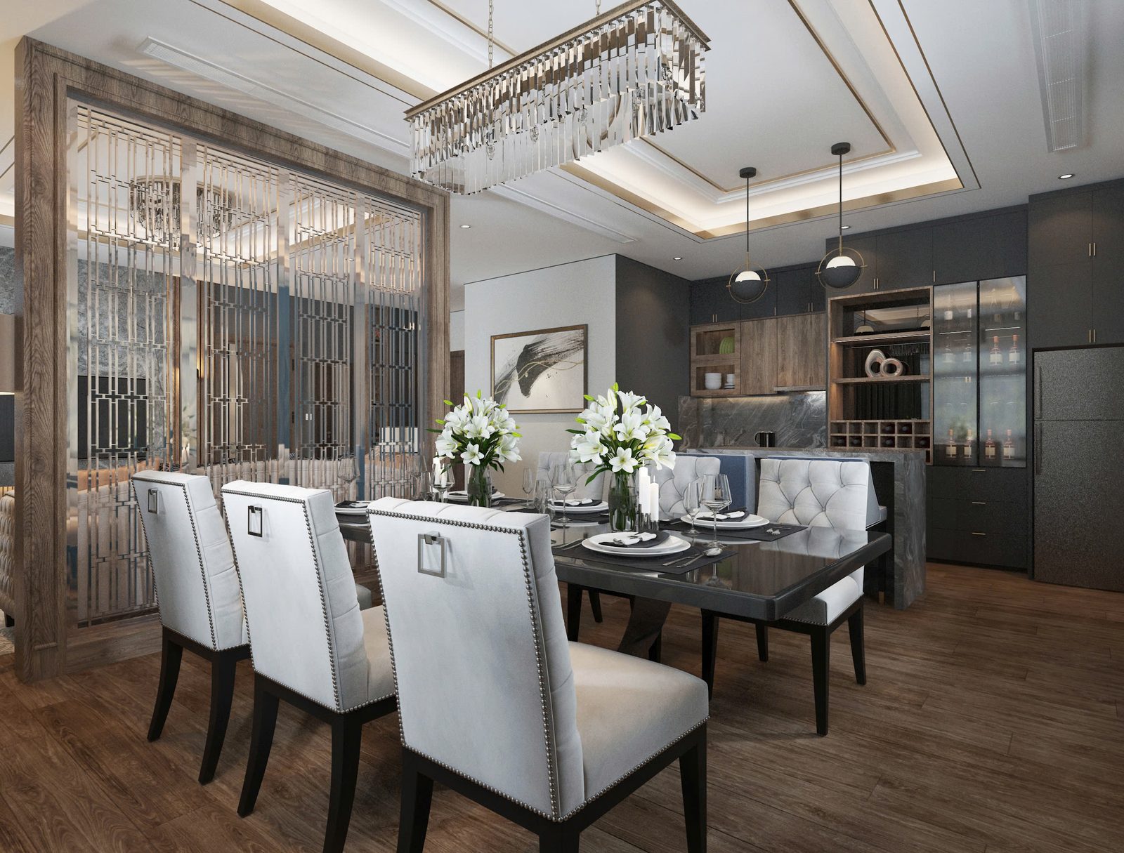 Phòng ăn kết hợp bếp nhỏ trong suite VIP