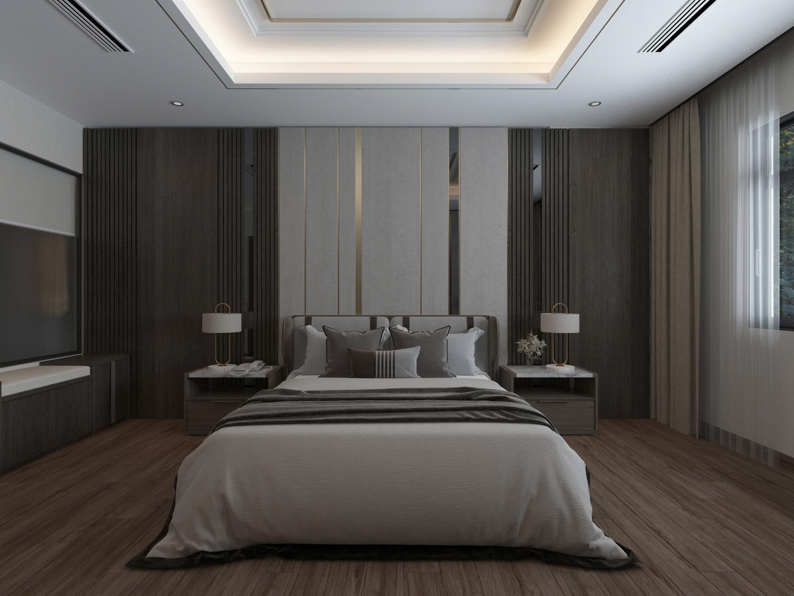 Phòng ngủ VIP tông tối sang trọng