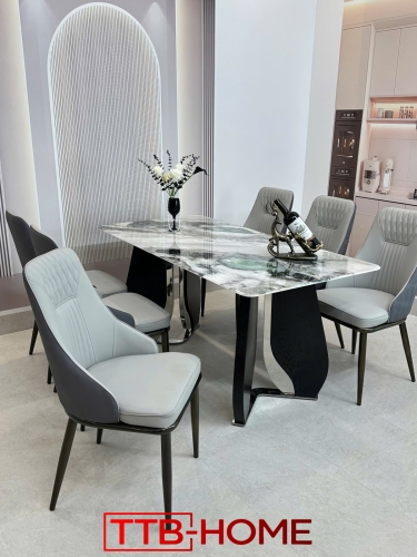 Bộ Bàn Ăn Hiện Đại Mặt Đá Ceramic Cao Cấp Mã KH006