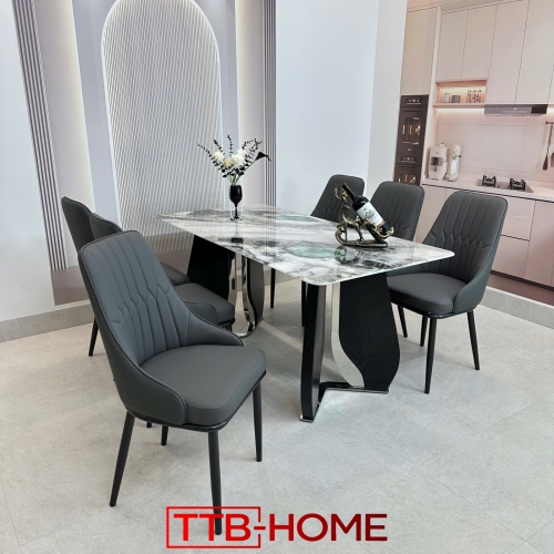 Bộ Bàn Ăn Hiện Đại Mặt Đá Ceramic Cao Cấp Mã KH006