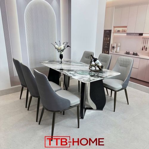 Bộ Bàn Ăn Hiện Đại Mặt Đá Ceramic Cao Cấp Mã KH006