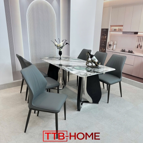 Bộ Bàn Ăn Hiện Đại Mặt Đá Ceramic Cao Cấp Mã KH006