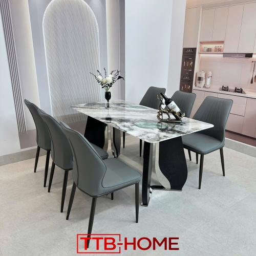 Bộ Bàn Ăn Hiện Đại Mặt Đá Ceramic Cao Cấp Mã KH006