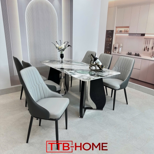 Bộ Bàn Ăn Hiện Đại Mặt Đá Ceramic Cao Cấp Mã KH006