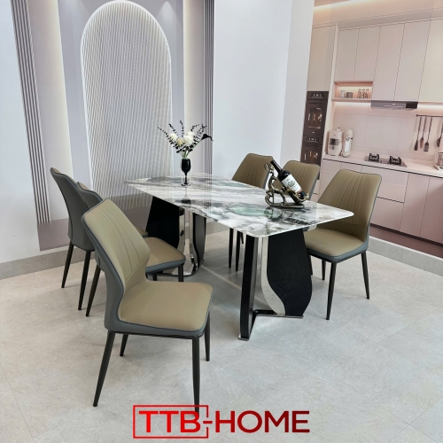 Bộ Bàn Ăn Hiện Đại Mặt Đá Ceramic Cao Cấp Mã KH006