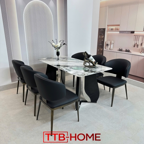 Bộ Bàn Ăn Hiện Đại Mặt Đá Ceramic Cao Cấp Mã KH006